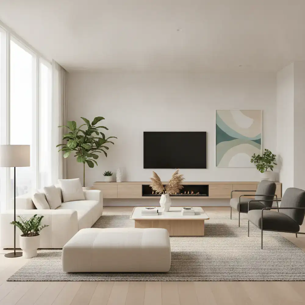 A bright, modern living room showcasing smoothoffers home furniture